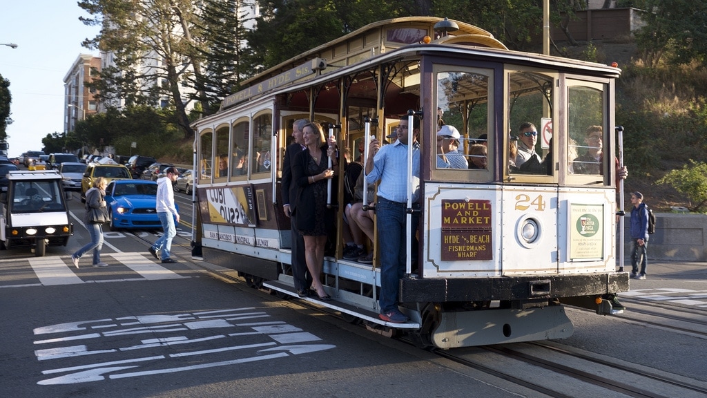 Cable Car Crossing Lombard Street