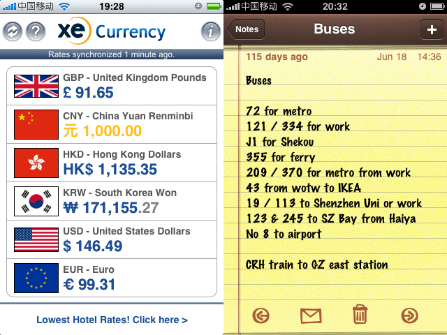 XE Currency & Notes iPhone Apps