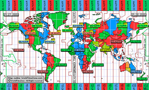 Word Time Zones Map